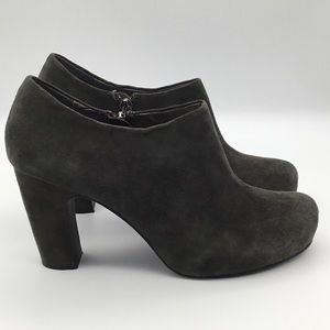 SACHA LONDON ESPE Grey Suede Ankle Booties Heels Platform